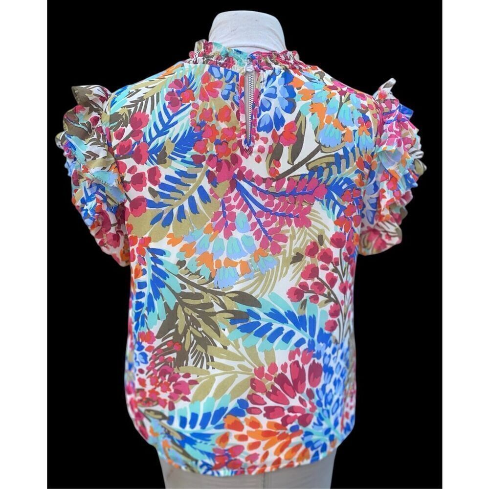 Sugar Lips Floral Top Lined Keyhole Button Back Sz. L Feminine - Picture 5 of 13